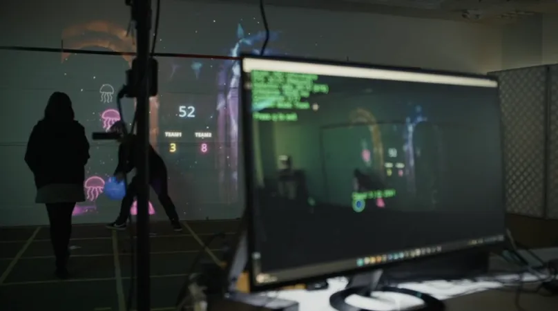 Hololabs computer vision setup for tracking multiple balls along with projection mapping for outdoor game installation